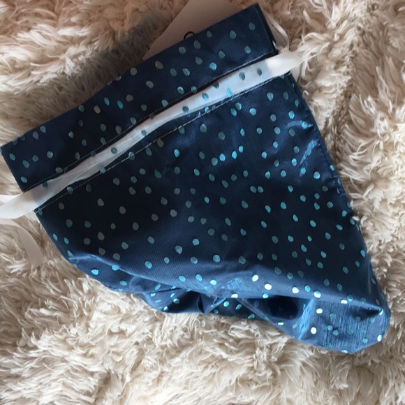 Bundle of 2: Purple grey lines Polka dot metallic blue drawstring bags - Picture 5 of 5